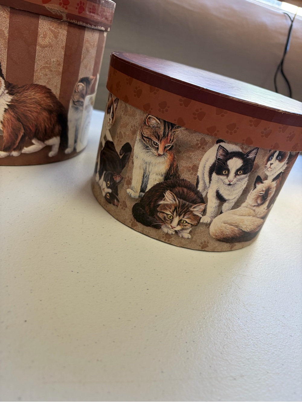Cat Lady Cats Nesting Storage Boxes Set of 3 Hat Boxes Cottagecore Decor Vintage - Picture 5 of 7